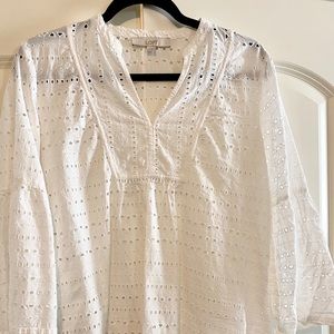 Loft eyelet top with bell sleeves